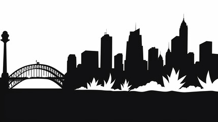 Obraz premium Silhouette chalk Sydney vector image
