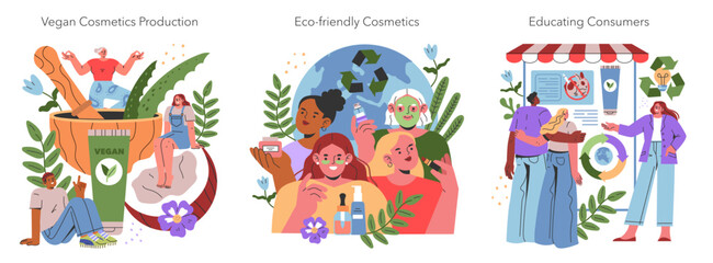 Fototapeta premium Ethical Cosmetics. Flat Vector Illustration