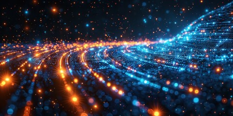 Obraz premium Abstract Digital Universe with Glowing Particles