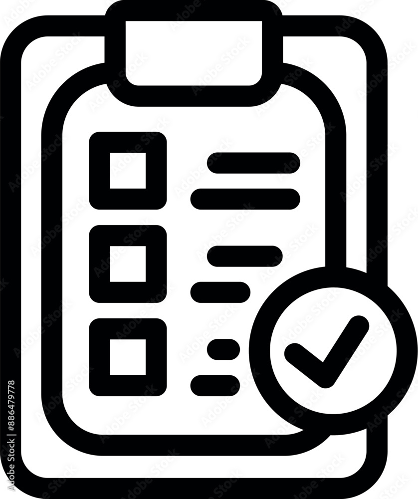 Poster clipboard showing a completed checklist with a checkmark icon, symbolizing task completion