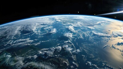 Fototapeta premium Earth from space showing the curvature of the planet and the atmosphere
