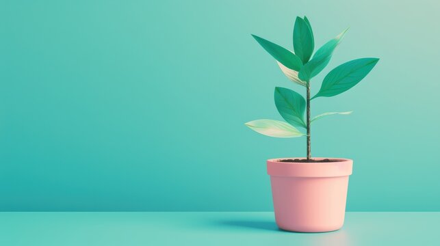 A conceptual image of a thriving business plant, symbolizing growth and prosperity, with ample copy space for text or graphics. The vibrant colors and symbolic elements make it ideal for illustrating