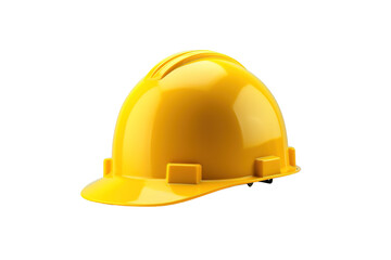 Fototapeta premium A Shiny Yellow Hard Hat Isolated on a White Background on a White or Clear Surface PNG Transparent Background