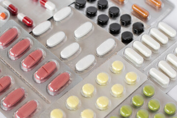 Variety of medicines and drugs.Medicine and healthcare concept.