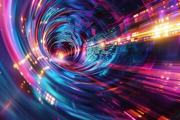 Abstract Neon Tunnel of Light