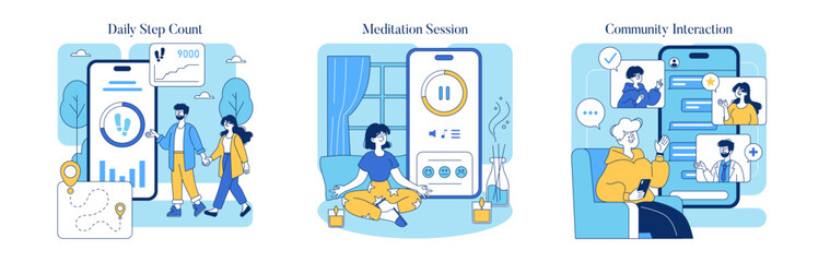 Health Apps. Flat Vector Illustration