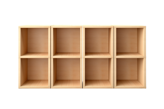 A Serene Symphony of Color and Form in a Cubist Shelf on a White or Clear Surface PNG Transparent Background