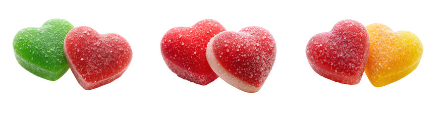Love-Shaped Jelly Gummies on a Background. Cut Out