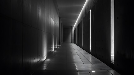 Illuminated Concrete Corridor