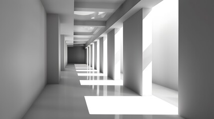 Obraz premium Minimalist Architecture: A Corridor of Light and Shadow