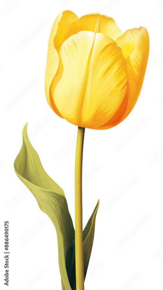 Sticker png yellow tulip flower plant white background.