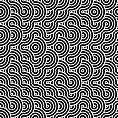 Fototapeta premium Japanese seamless pattern in oriental geometric traditional style. 3d ornament for lunar chinese new year decoration. black and white abstract asian vector creative motif. Vintage tiger.