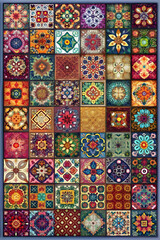 Ethnic Floral Pattern with Vintage Mandala Element
