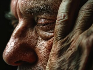 Naklejka premium A close-up shot of a man with his eyes shut, providing an intimate moment