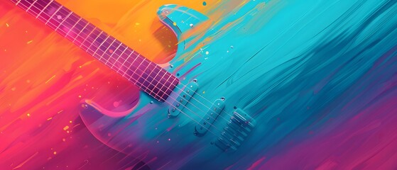 Abstract colorful electric guitar with blurred background.
