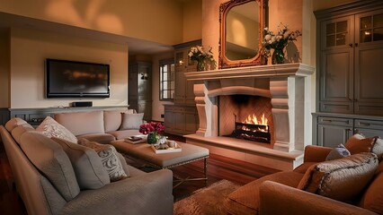 Living room with fireplace