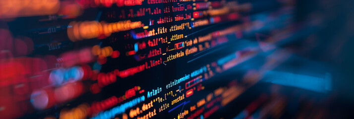 Software development, digital technology concept. Software developer, coding web banner or background 