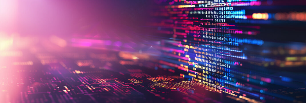 Software development, digital technology concept. Software developer, coding web banner or background  - Powered by Adobe