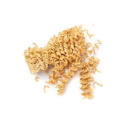 Raw Instant Rye Noodles Isolated, Dry Ramen Noodle, Uncooked Korea Vermicelli, Fast Chinese Pasta