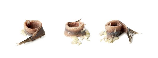 Dutch herring isolated, salted fish meat fillet, traditional maatjes, raw atlantic herring, matias © ange1011