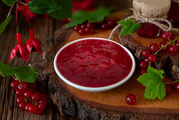 Traditional homemade Cumberland sauce made from fresh red currants