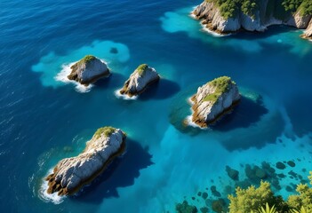 Fototapeta premium Beautiful beach scenery, high angle view of the sea