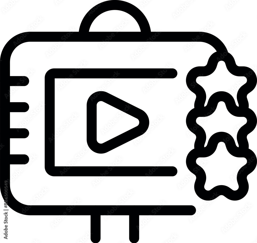 Poster simple video player is showing a three stars rating system
