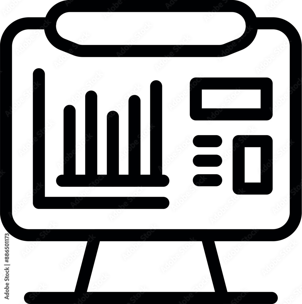 Poster modern computer screen displaying various charts and graphs, representing the analysis of market tre