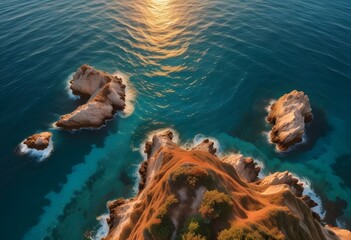 Beautiful beach scenery, high angle view of the sea