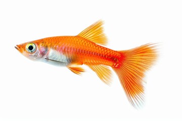 Fototapeta premium A swordtail with a striking watercolor tail isolate on white background