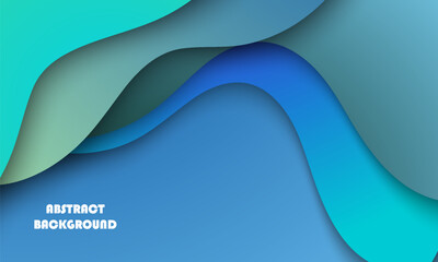 Papercut blue wave gradient background