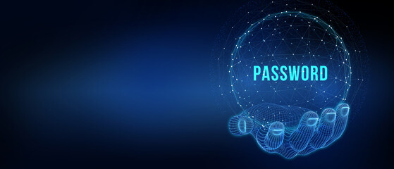Password to access personal user data, cybersecurity concept. 3d illustration