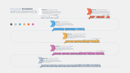 Railways business infographics template for your presentation or annual report