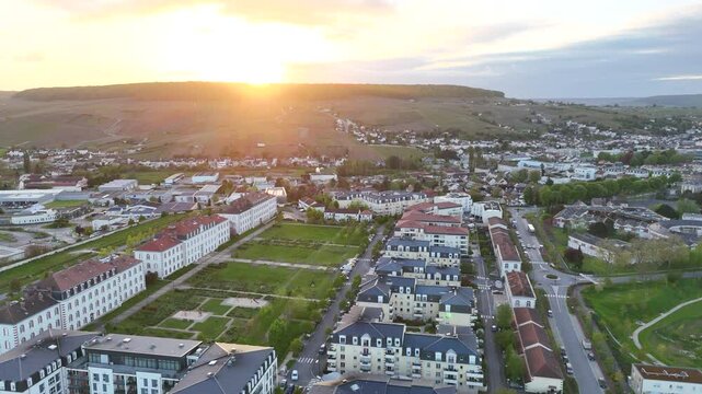 Epernay, France. Drone Flight and Scenic View 