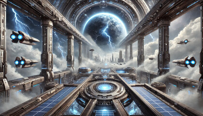 Obraz premium Futuristic Space Station RPG Background