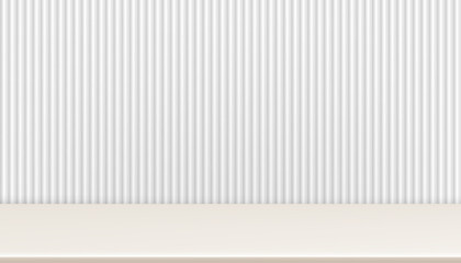 Background Studio,3d Display Room Corrugated metal texture with light shadow on Podium for Product Present, Interior Pastel Wall Striped Wave Pattern,Beige Stage Stand for Autumn,Fall,Winter Banner