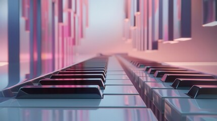 Obraz premium Piano keys in perspective. 3d rendering.