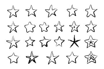 set of hand-drawn doodle stars vector illustration