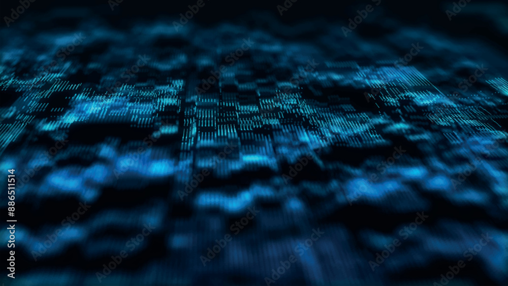 Poster futuristic point wave of particles. visualization of sound waves. technology or science banner. abst