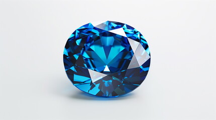Fototapeta premium Blue diamond on white background : Jewelry. AI Generative.