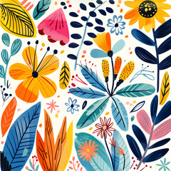 2D flower and leaf cards in various styles