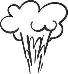 Cartoon bomb boom effect. Bang burst elements. Doodle pow and smoke speed lines. Hand drawn bubble and flash motion graphic