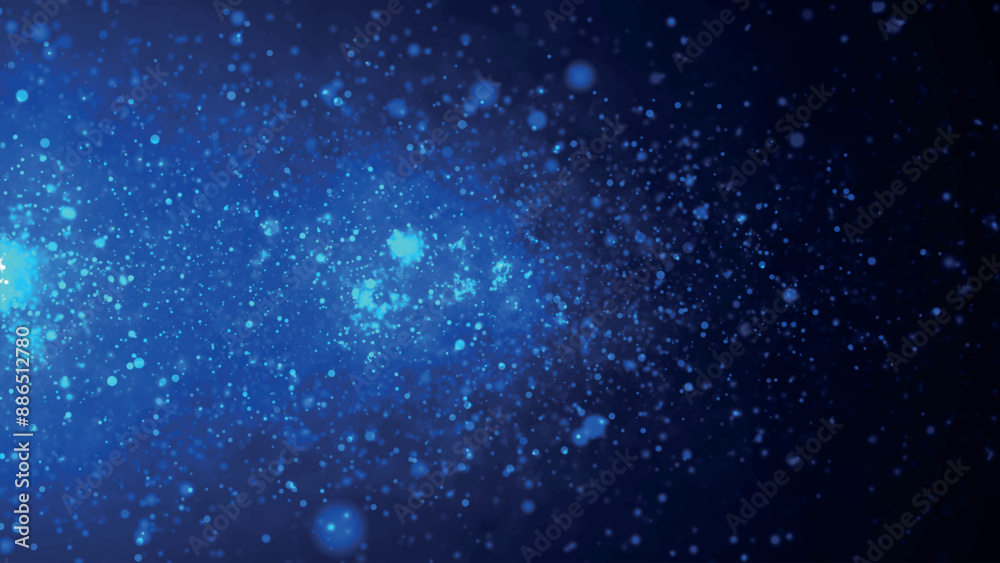 Poster a dynamic wave of luminous particles flying horizontally. sparkling bright particles fly in space. s