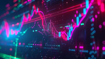 A sophisticated digital display featuring an options chart with vivid colors and glowing indicators, showcasing the pulse of the stock market's growth trajectory in real-time.