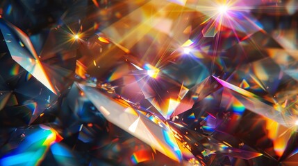 Vibrant, colorful abstract background with light refractions and prismatic effects creating a dazzling and dynamic visual experience.