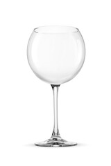 Empty clear large wine glass goblet isolated. Transparent PNG image.