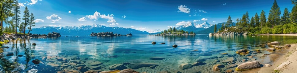 Fototapeta premium Crystal Clear Lake with Mountain Views