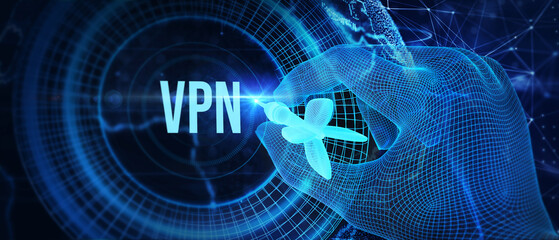 Business, Technology, Internet and network concept. VPN network security internet privacy encryption concept. 3d illustration