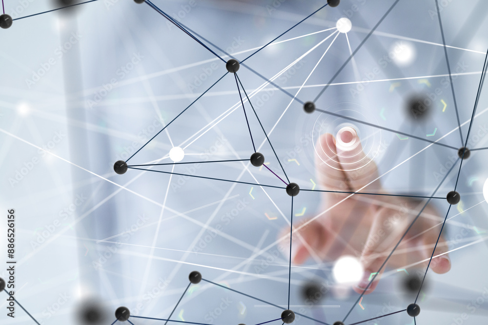 Poster conference digital network and data concept 3d