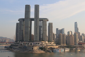 Fototapeta premium Raffles City Chongqing and the Yangtze River